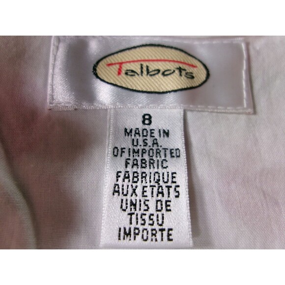 Vintage Talbots Dress Women 8 White Pink Floral Ruffle Trim Costal Resort USA - Picture 7 of 11